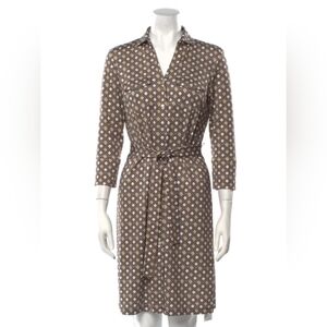 J.McLaughlin Brynn Dress In Brown  Geometric Pattern- Sz XL